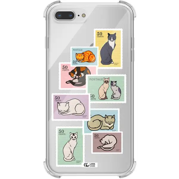 a collage of cats on stamps Apple iPhone 8 plus Clear PC Case