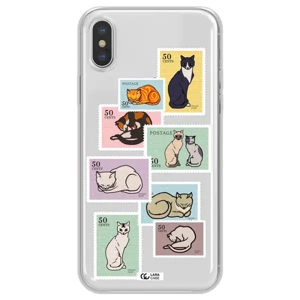 A Collage Of Cats On Stamps Apple Iphone X Clear Tpu Case