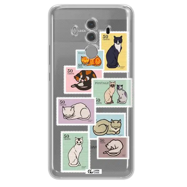 A Collage Of Cats On Stamps Huawei Mate 10 Pro Clear Tpu Case