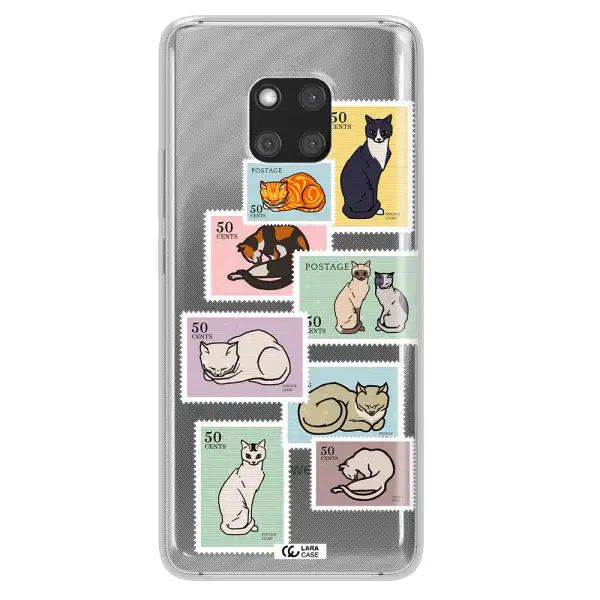 A Collage Of Cats On Stamps Huawei Mate 20 Pro Clear Tpu Case
