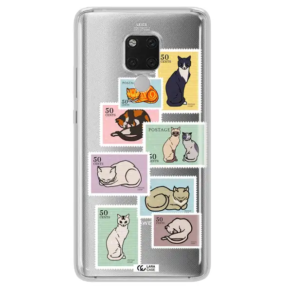 A Collage Of Cats On Stamps Huawei Mate 20X Clear Tpu Case