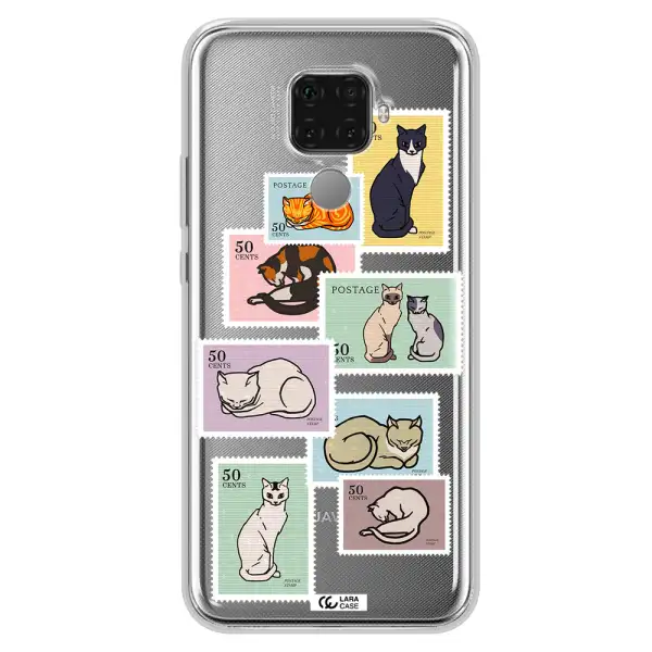 A Collage Of Cats On Stamps Huawei Mate 30 Lite Clear Tpu Case