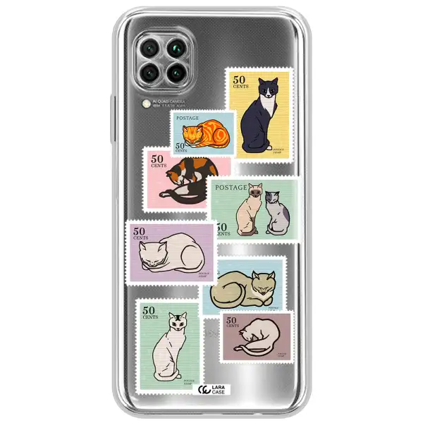 A Collage Of Cats On Stamps Huawei Nova 7I Clear Tpu Case