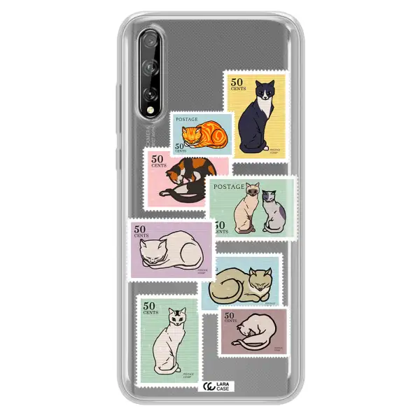 A Collage Of Cats On Stamps Huawei P Smart S Clear Tpu Case