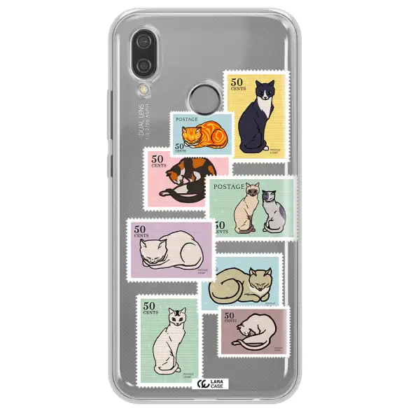 A Collage Of Cats On Stamps Huawei P20 Lite Clear Tpu Case