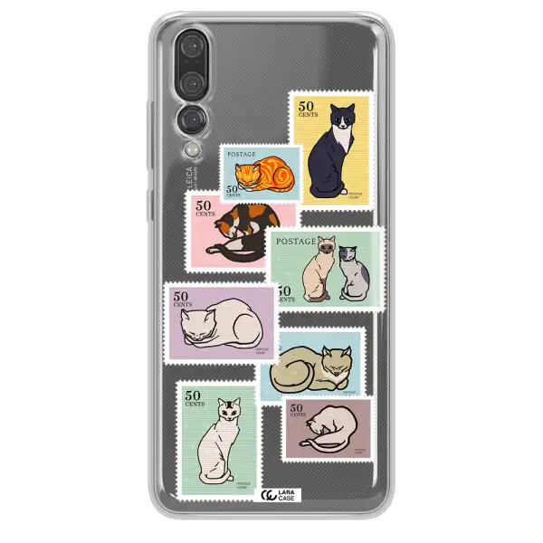 A Collage Of Cats On Stamps Huawei P20 Pro Clear Tpu Case