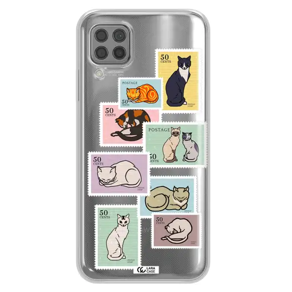 A Collage Of Cats On Stamps Huawei P40 Lite Clear Tpu Case