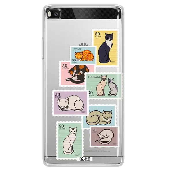 A Collage Of Cats On Stamps Huawei P8 Clear Tpu Case