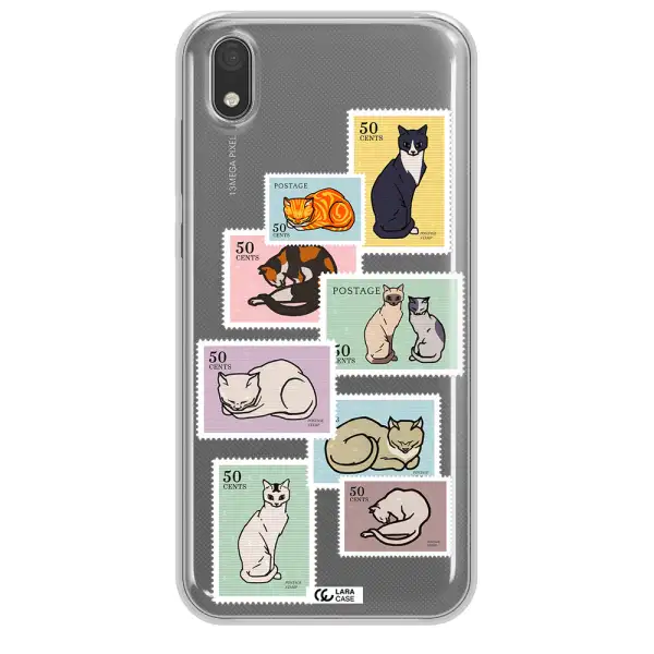 A Collage Of Cats On Stamps Huawei Y5 2019 Clear Tpu Case
