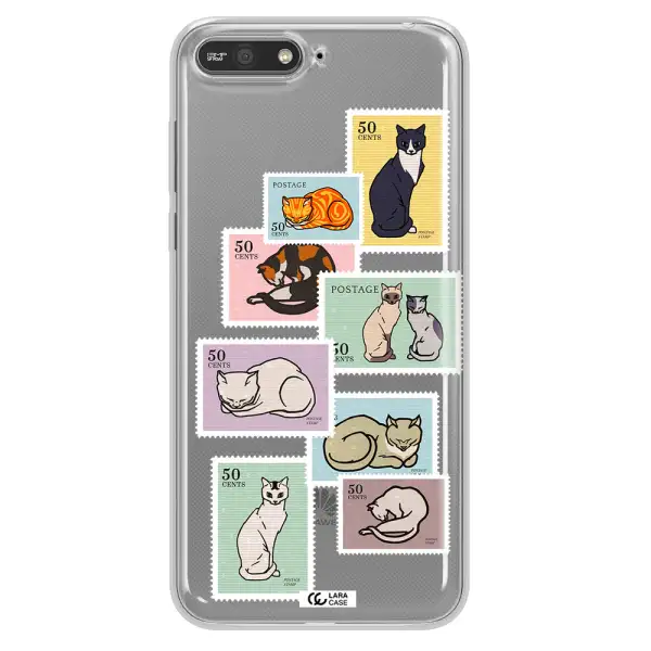A Collage Of Cats On Stamps Huawei Y6 2018 Clear Tpu Case