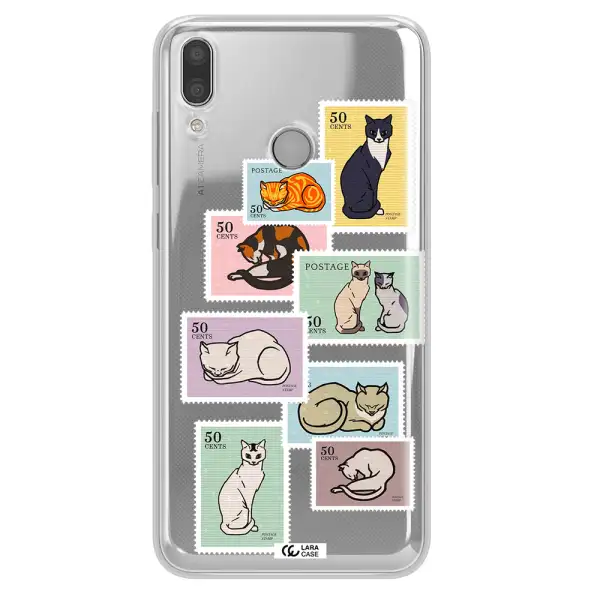A Collage Of Cats On Stamps Huawei Y9 2019 Clear Tpu Case