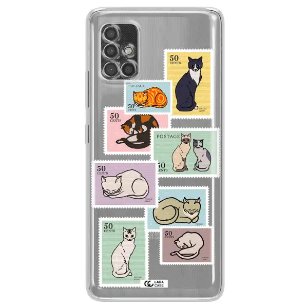 A Collage Of Cats On Stamps Samsung A40S Clear Tpu Case