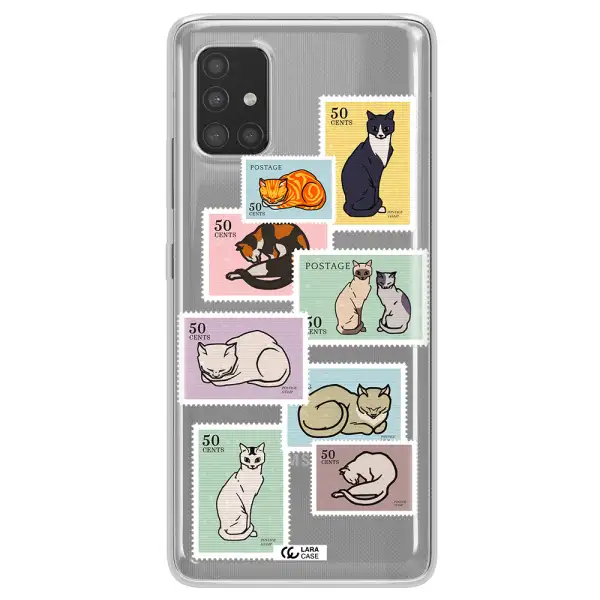 A Collage Of Cats On Stamps Samsung A51 Clear Tpu Case