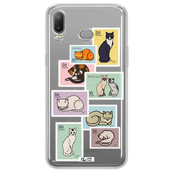 A Collage Of Cats On Stamps Samsung A6S Clear Tpu Case
