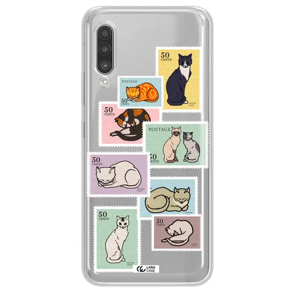 A Collage Of Cats On Stamps Samsung A90 Clear Tpu Case