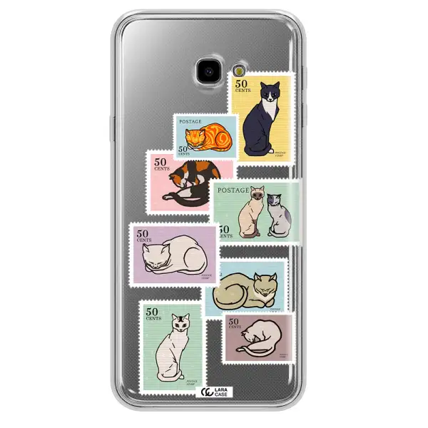 A Collage Of Cats On Stamps Samsung J4 Plus Clear Tpu Case