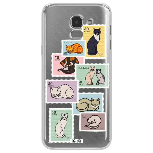 A Collage Of Cats On Stamps Samsung J6 Clear Tpu Case