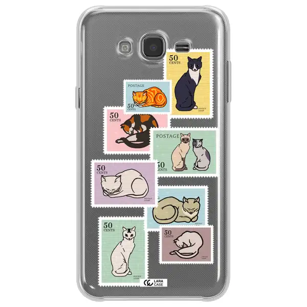 A Collage Of Cats On Stamps Samsung J7 Core Clear Tpu Case