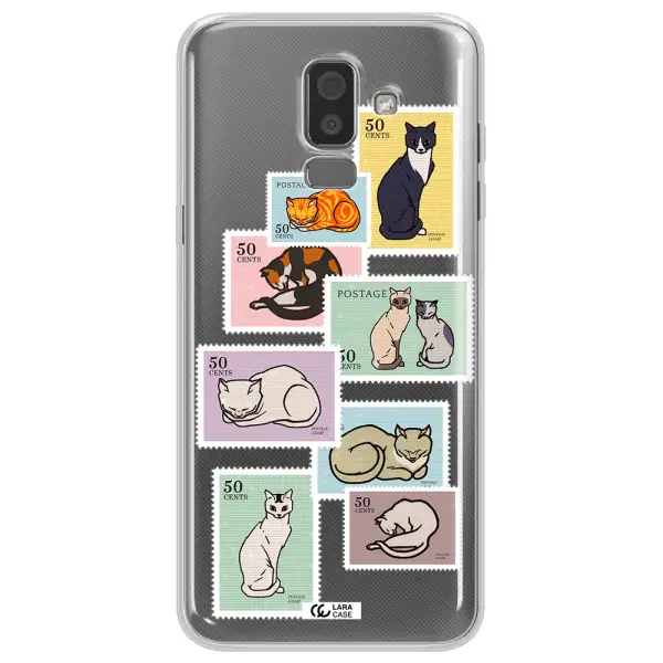 A Collage Of Cats On Stamps Samsung J8 Clear Tpu Case