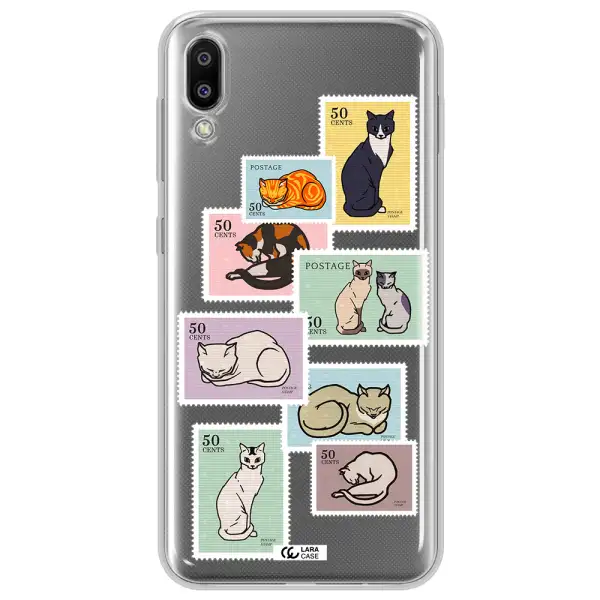 A Collage Of Cats On Stamps Samsung M10 Clear Tpu Case