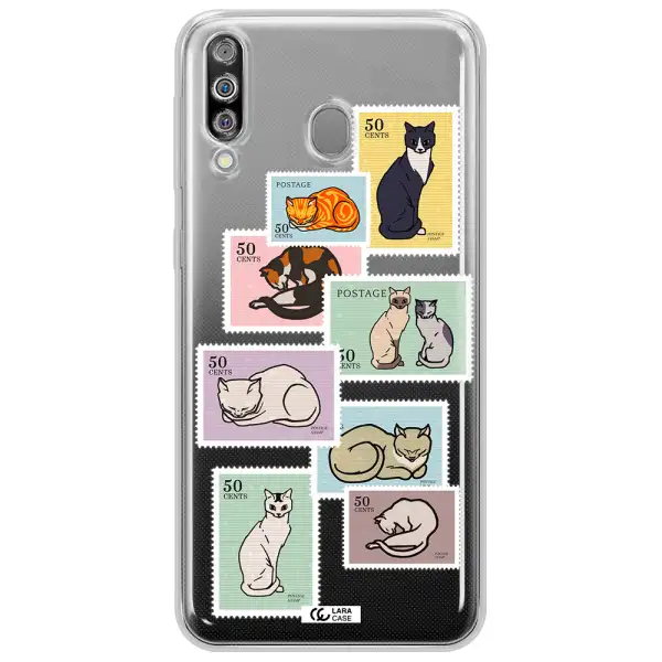 A Collage Of Cats On Stamps Samsung M30 Clear Tpu Case
