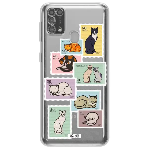 A Collage Of Cats On Stamps Samsung M31 Clear Tpu Case