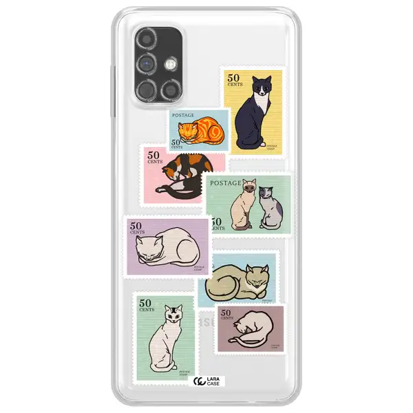A Collage Of Cats On Stamps Samsung M31S Clear Tpu Case