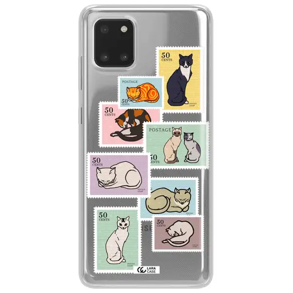A Collage Of Cats On Stamps Samsung Note 10 Lite Clear Tpu Case