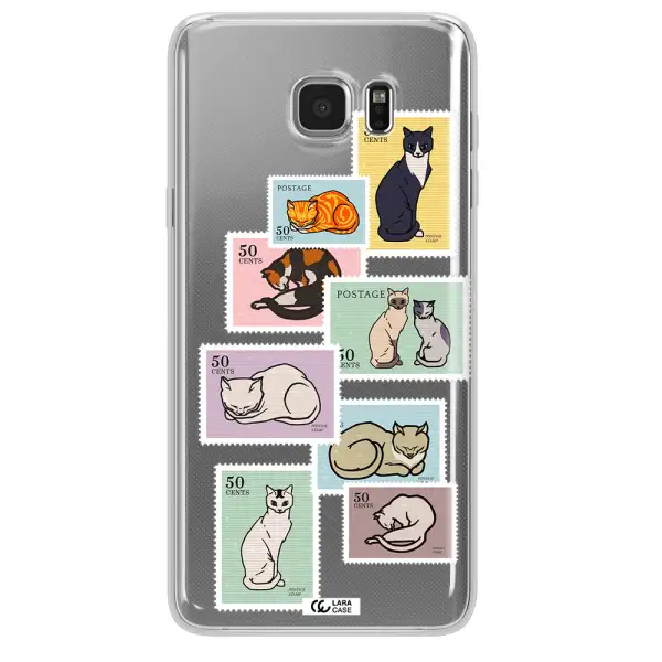 A Collage Of Cats On Stamps Samsung Note 5 Clear Tpu Case