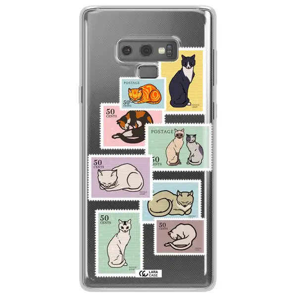 A Collage Of Cats On Stamps Samsung Note 9 Clear Tpu Case
