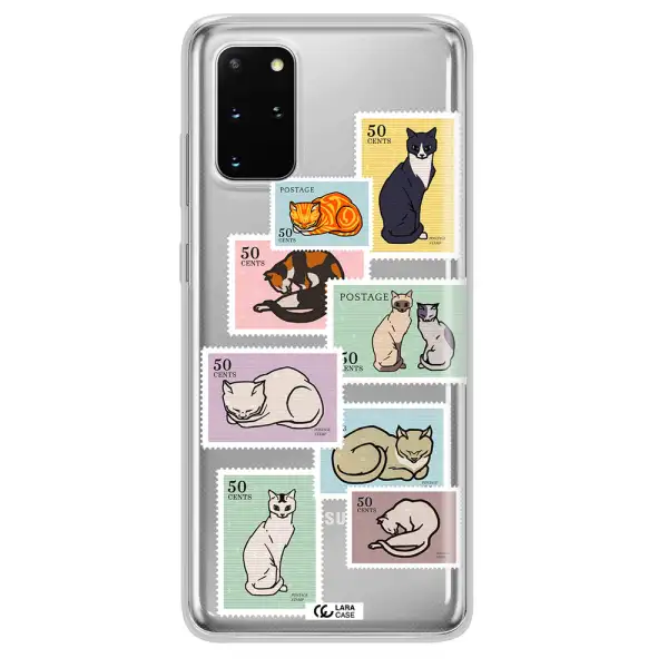 A Collage Of Cats On Stamps Samsung S 20 Plus Clear Tpu Case