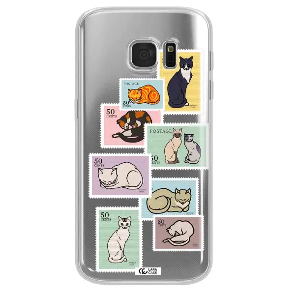 A Collage Of Cats On Stamps Samsung S 7 Clear Tpu Case