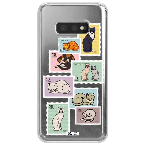 A Collage Of Cats On Stamps Samsung S10E Clear Tpu Case