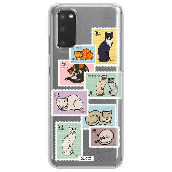 A Collage Of Cats On Stamps Samsung S20 Clear Tpu Case