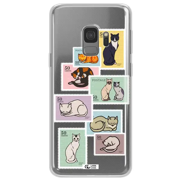 A Collage Of Cats On Stamps Samsung S9 Clear Tpu Case