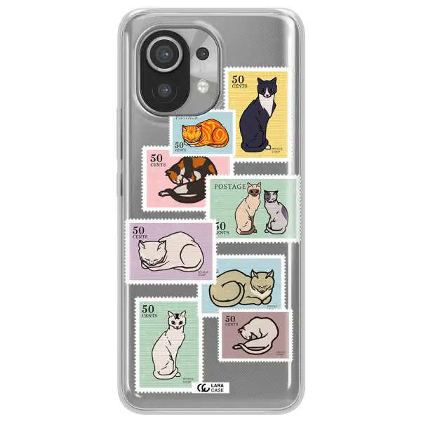 A Collage Of Cats On Stamps Xiaomi Mi 11 Clear Tpu Case