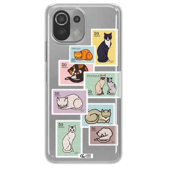 A Collage Of Cats On Stamps Xiaomi Mi 11 Lite Clear Tpu Case