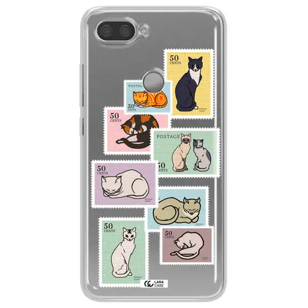 A Collage Of Cats On Stamps Xiaomi Mi 8 Lite Clear Tpu Case