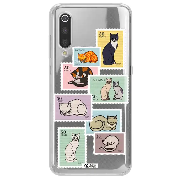 A Collage Of Cats On Stamps Xiaomi Mi 9 Clear Tpu Case