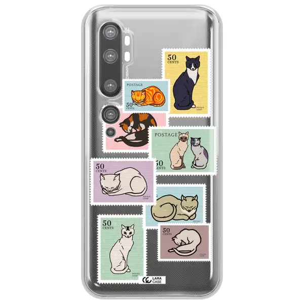A Collage Of Cats On Stamps Xiaomi Mi Note 10 Clear Tpu Case