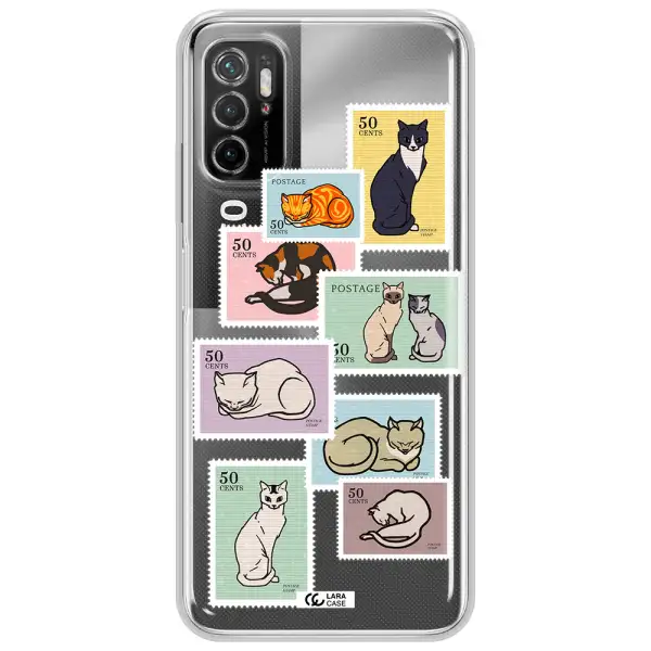 A Collage Of Cats On Stamps Xiaomi Poco M4 Pro 5G Clear Tpu Case