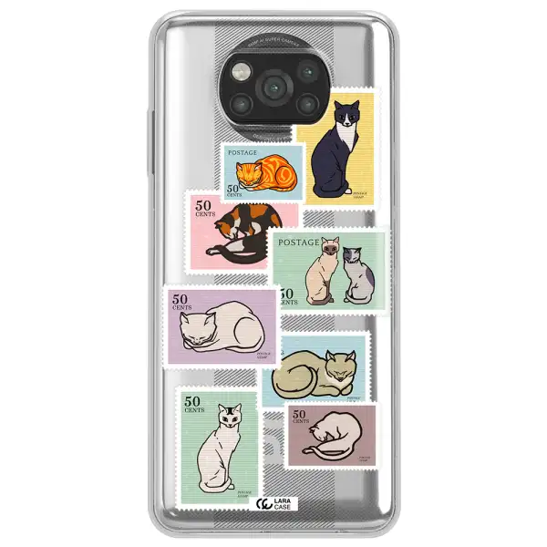A Collage Of Cats On Stamps Xiaomi Poco X3 Clear Tpu Case