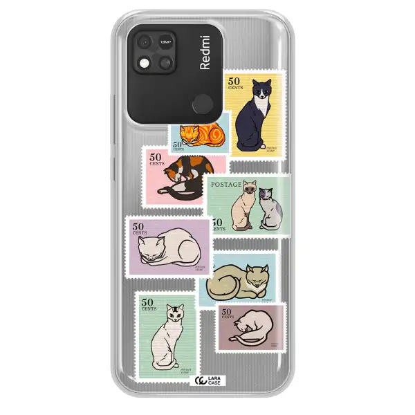 A Collage Of Cats On Stamps Xiaomi Redmi 10A Clear Tpu Case