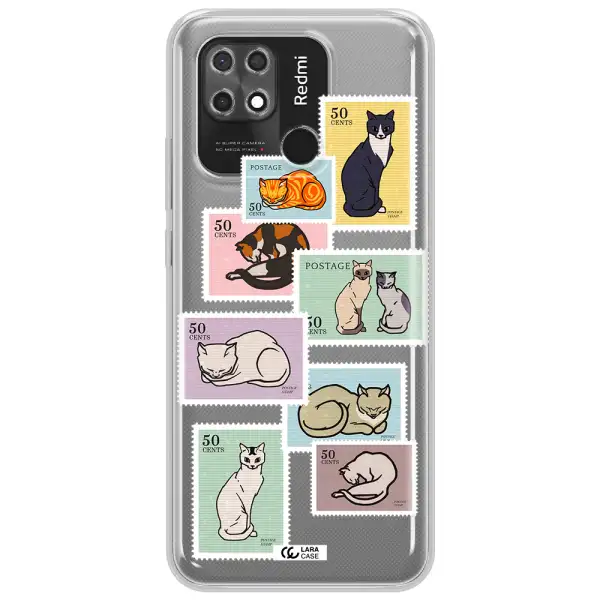 A Collage Of Cats On Stamps Xiaomi Redmi 10C Clear Tpu Case