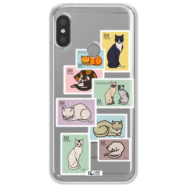 A Collage Of Cats On Stamps Xiaomi Redmi 6 Pro Clear Tpu Case