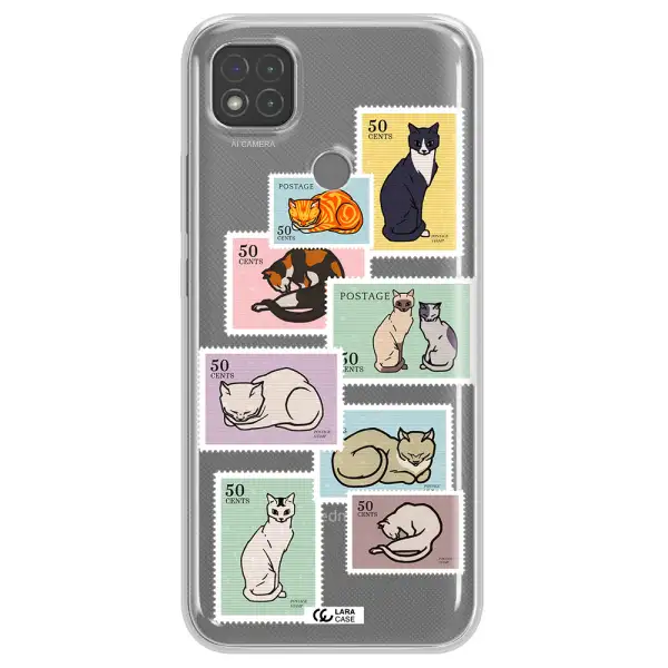 A Collage Of Cats On Stamps Xiaomi Redmi 9C Clear Tpu Case