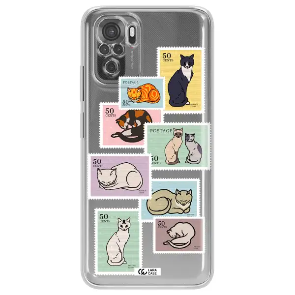 A Collage Of Cats On Stamps Xiaomi Redmi Note 10S Clear Tpu Case