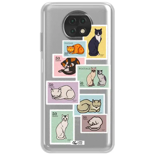 A Collage Of Cats On Stamps Xiaomi Redmi Note 9T Clear Tpu Case