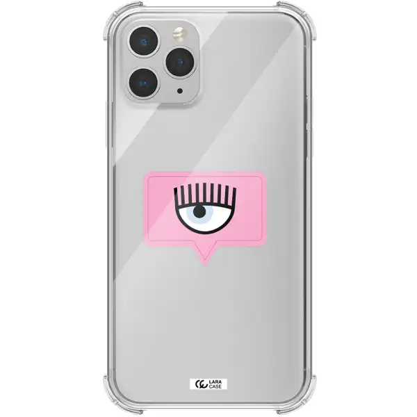 a pink chat bubble with eye and eyelashes Apple iPhone 11 pro Clear PC Case