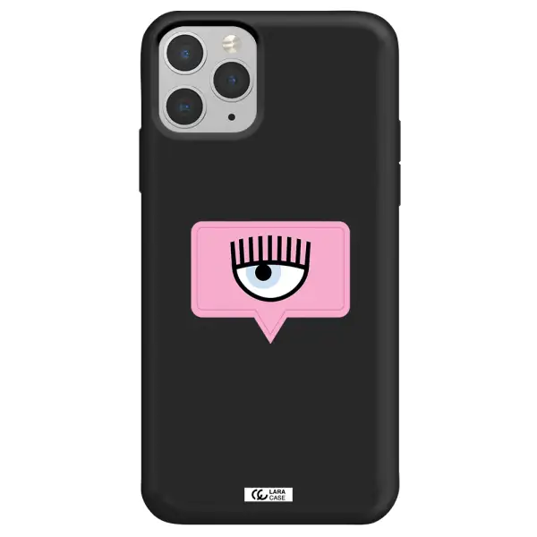 a pink chat bubble with eye and eyelashes Apple iPhone 11 pro Silicone black Case
